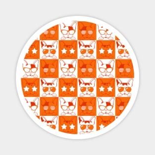 Frenchies with Glasses Pattern Orange Magnet
